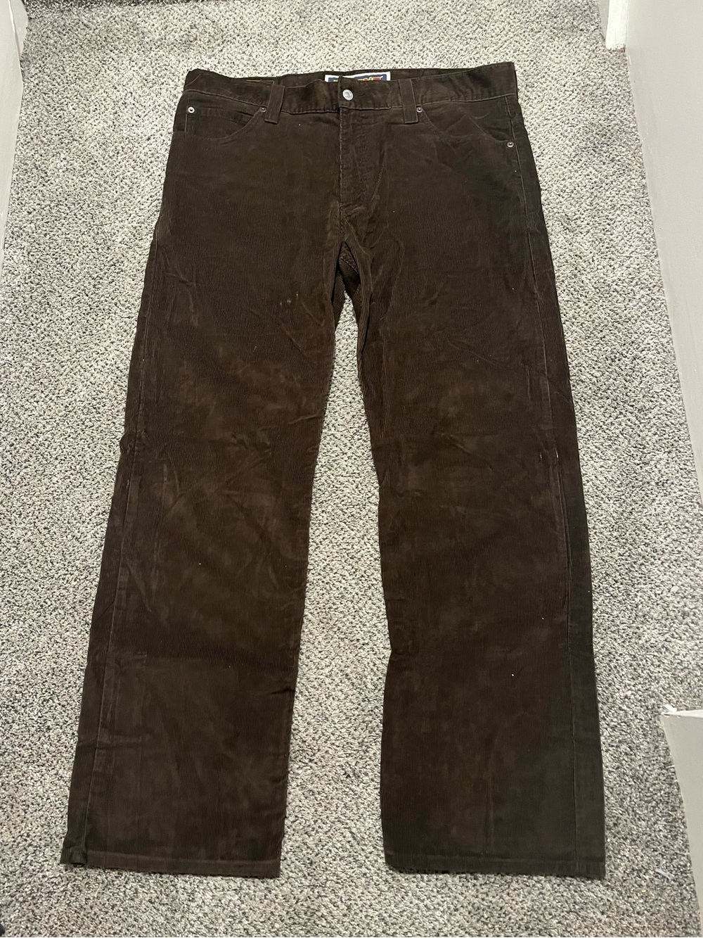 Levis Corduroy Pants Mens 38x32 Brown Cords 549 Low Loose Fit Straight Baggy Y2K